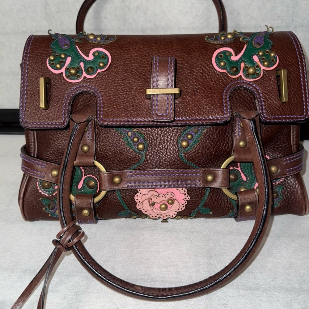 LUELLA Baby Gisele Punk Rose Purse Handbag Flower FLORAL Bartley Leather Y2K
